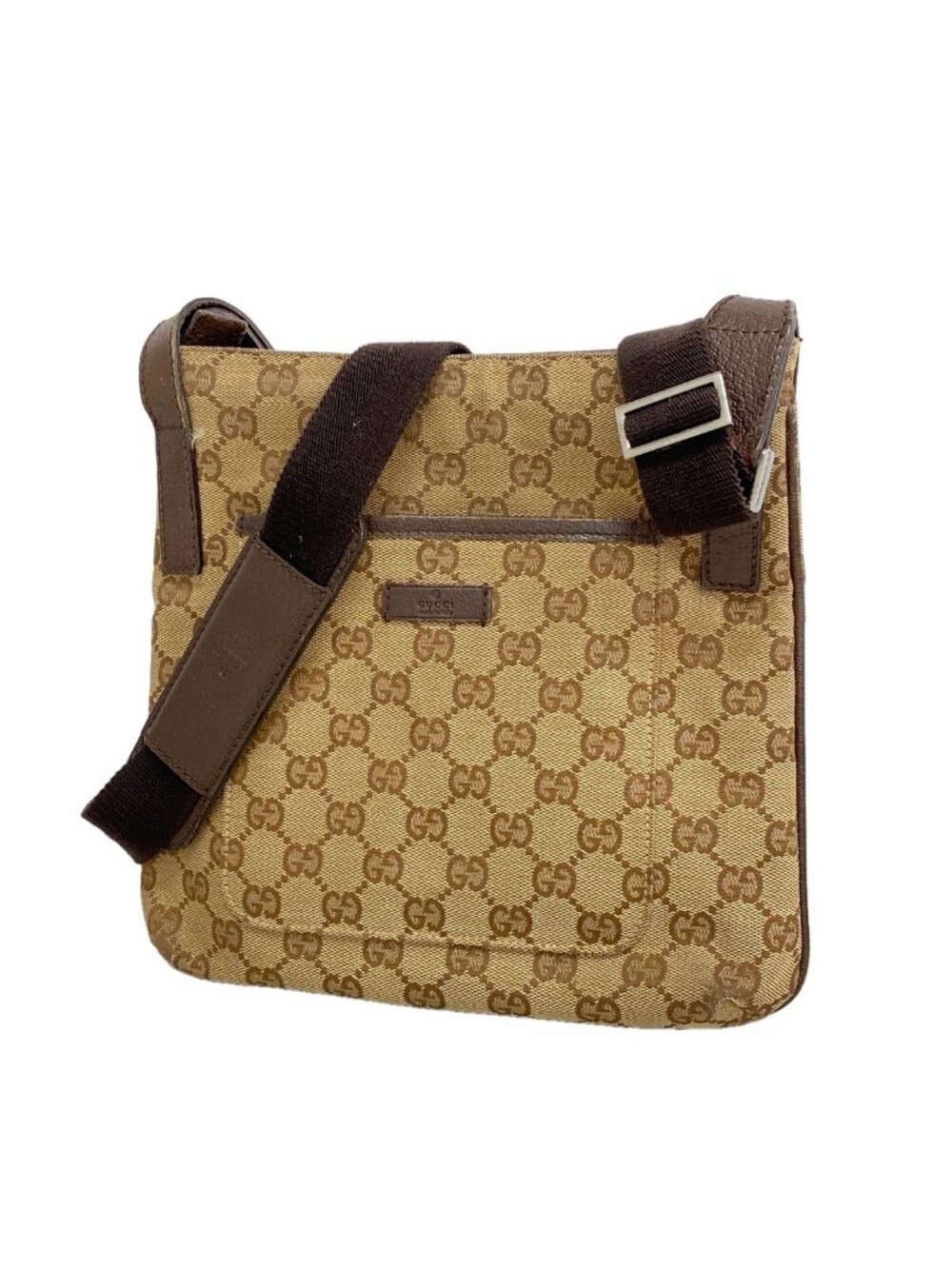 Gucci Shoulder Bag GG Canvas Brown Silver